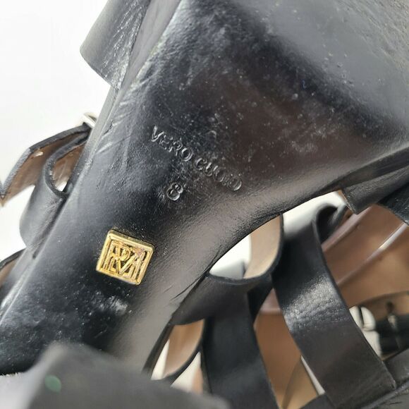 Pour La Victoire Platform Strappy Black Heels 8 M Woven Cage Sexy Pumps - Picture 7 of 8